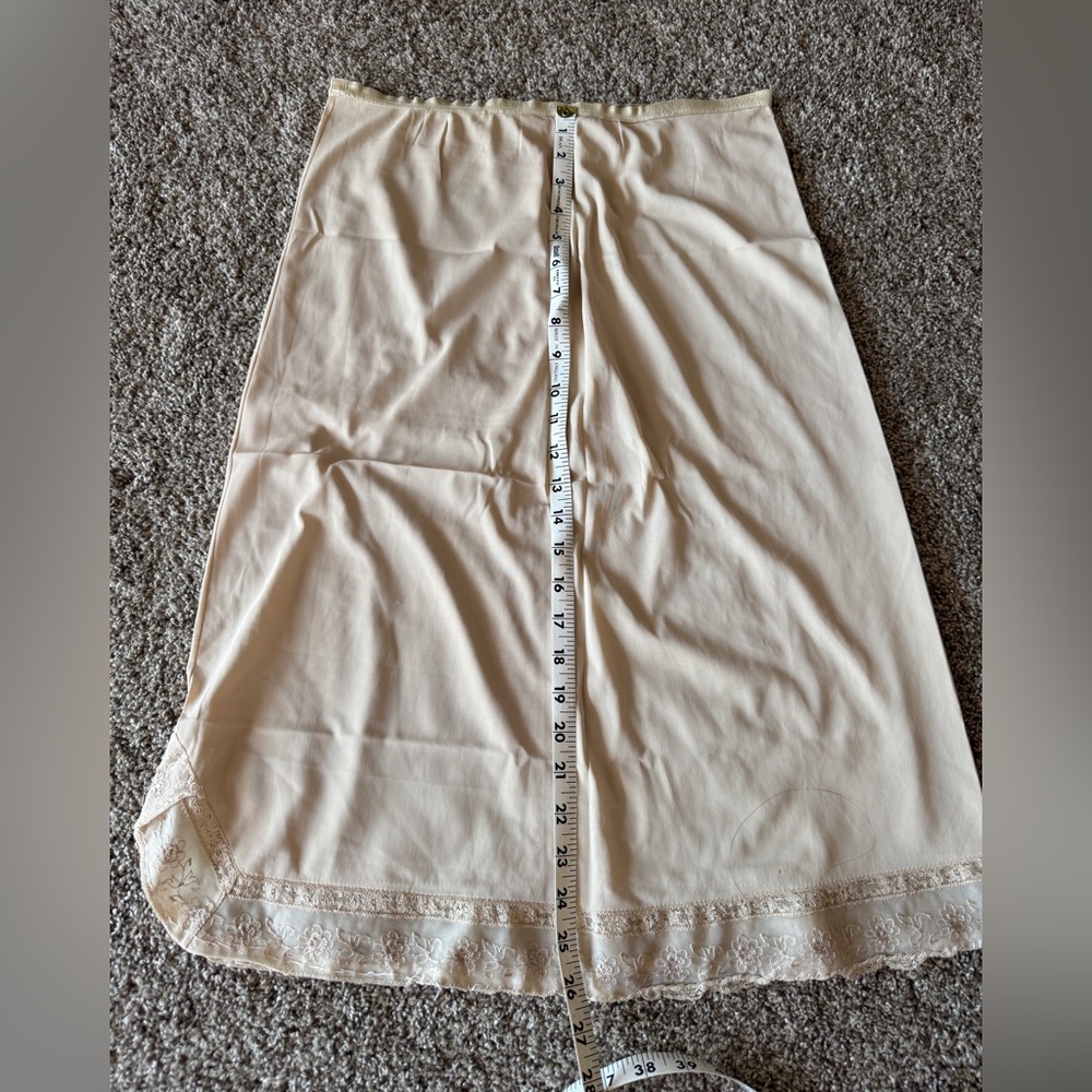 Elegant Cream Lace Trim Slip Skirt